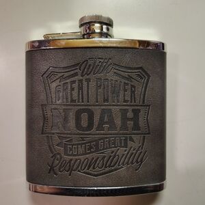 Silver Flask With Leather Binding